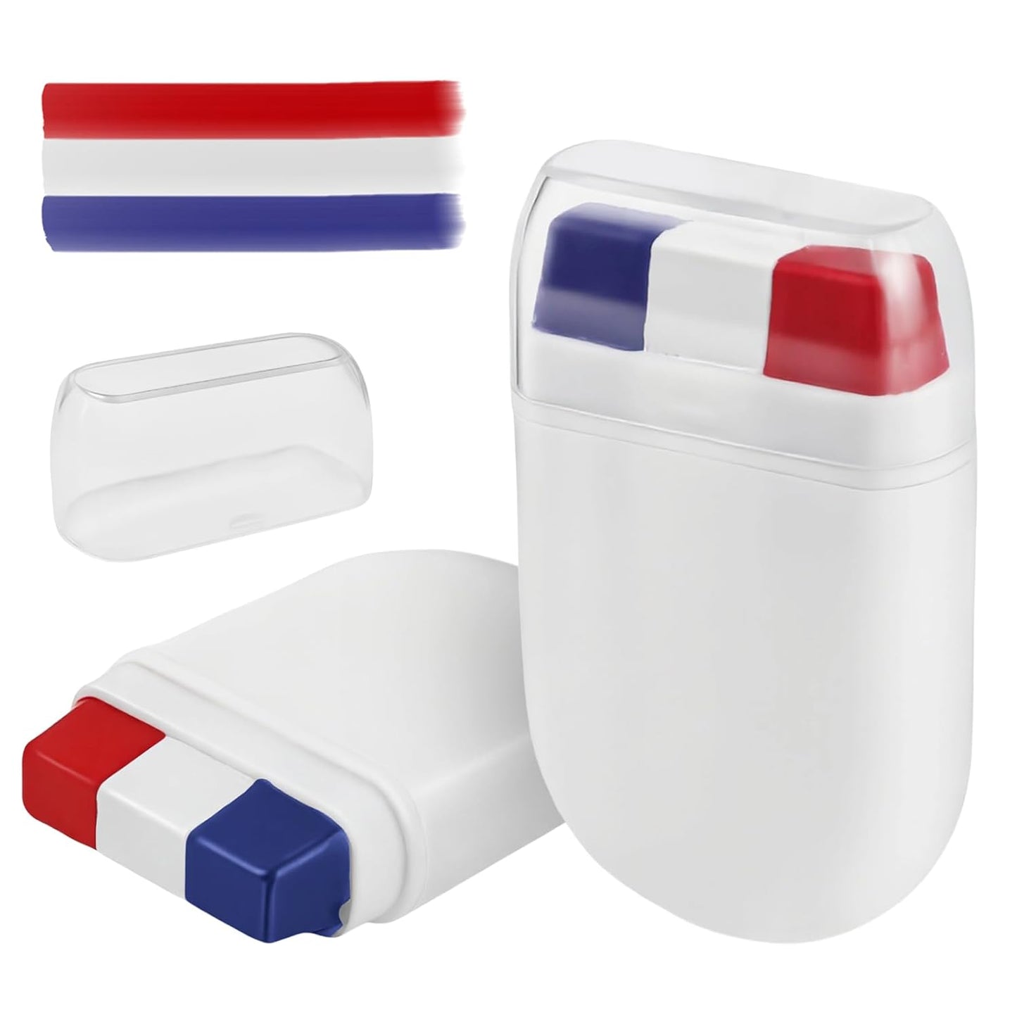 2Pcs Patriotic Face Paint Sticks, Red White Blue USA Flag Face Paint Stick Softball Baseball Sports Face Paint 4th of July USA Independence Day Body Paint for Athletes, Adults & Kids