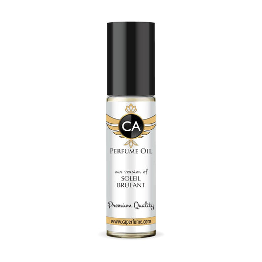 CA Perfume Impression of Soleil Brulant Unisex Fragrance Oil Amber Woody Scent Long Lasting Perfumes for Women & Men Travel Size TSA Ready Mini Parfum Body Oil Roll-on 0.33 Fl Oz 10ml