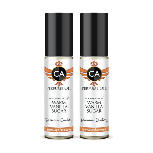CA Perfume Impression of Warm Vanilla Sugar Unisex Eau De Parfum Amber Scent Long Lasting Unisex Fragrance Travel Size TSA Ready for Day and Night Wear 0.33 Fl Oz 10ml (Pack of 2)