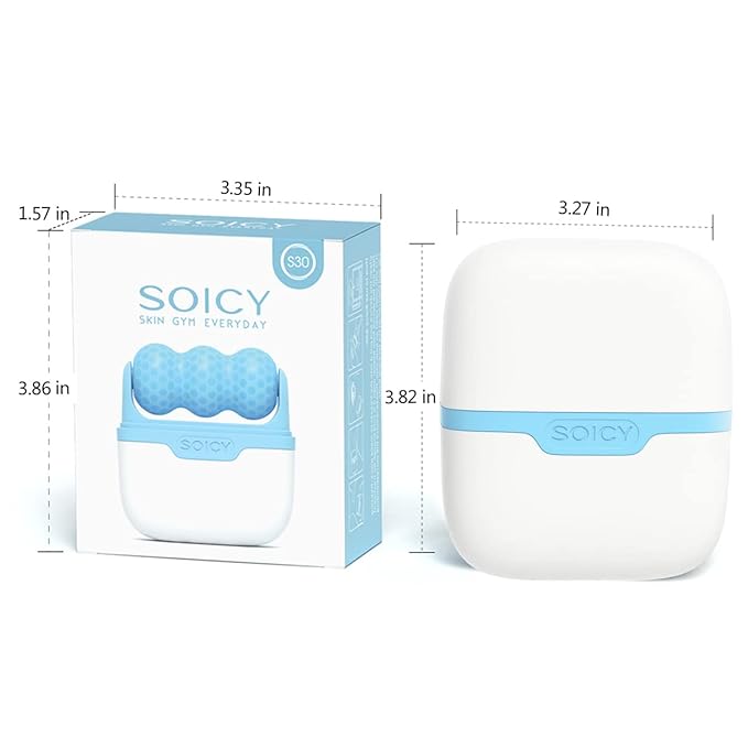 Ice Roller Double Ended, Ice Roller for Face & Eye Puffiness Relief, Ice Face Roller Massager for Migraine Pain, 2 in 1 Facial Ice Roller Skin Care Tool for Whole Body Minor Injury Cold Compress