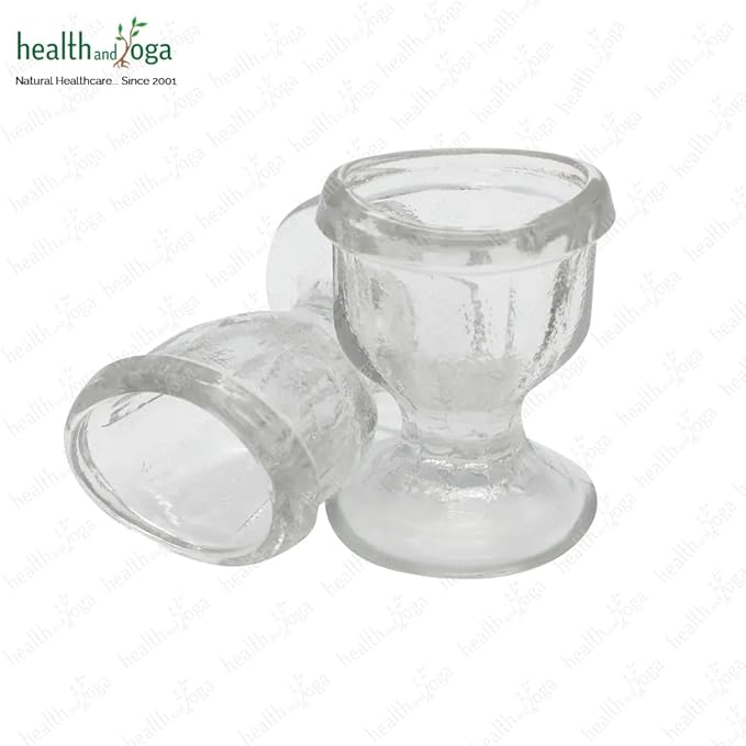HealthAndYoga™ ChillEyes Transparent Glass Eye Wash Cup - Effective Eye Rinse and Cleansing – Eco-Friendly, Non-Reactive, Safe and Comfortable (Clear - Set of 2)