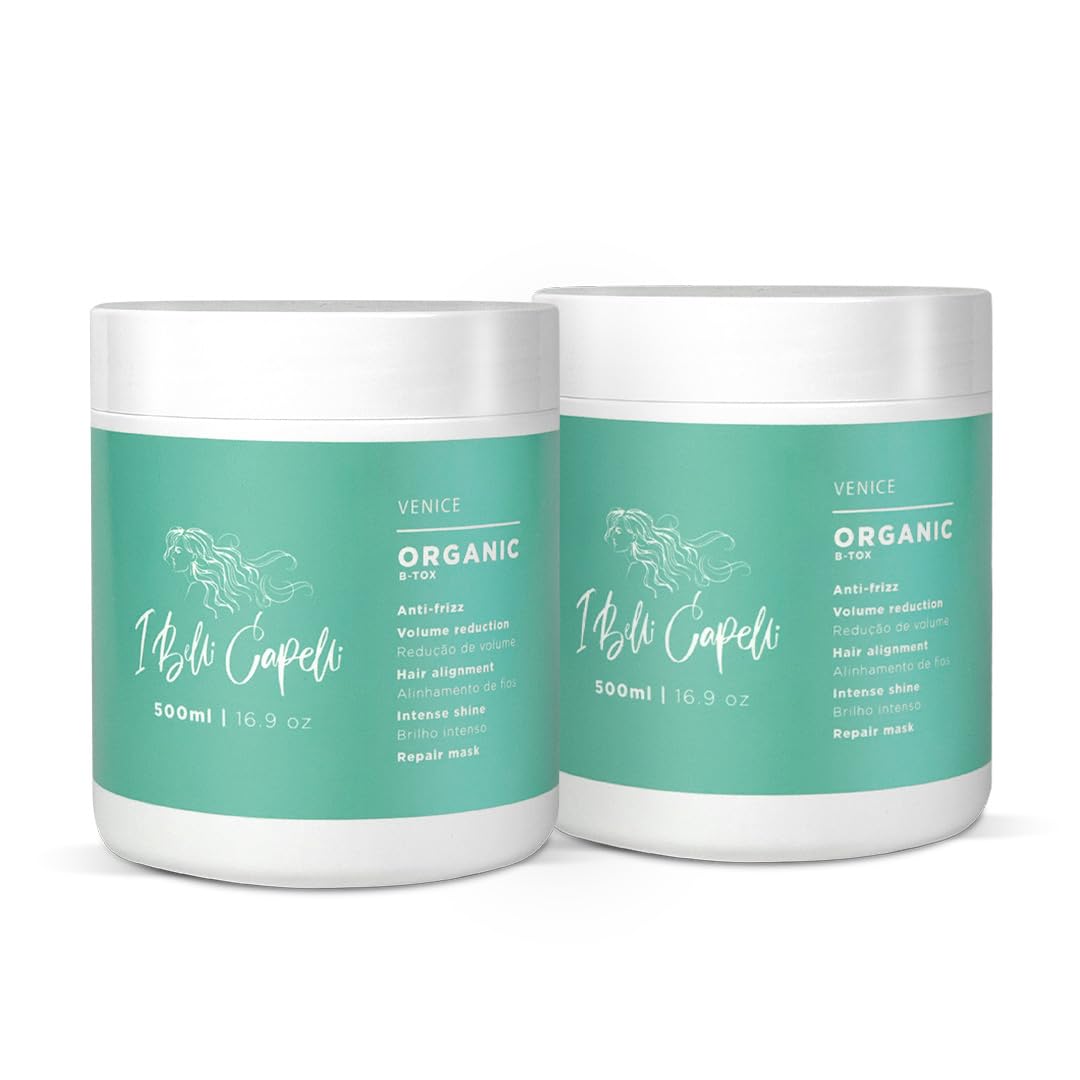 I Belli Capelli Venice Botox Hair Treatment - Smoothness for Dry and Damaged Hair - Deep Hydration, Volume Control, Reduces Frizz- Formaldehyde-Free, Organic Hair Botox (2-Pack, 17.6 oz/500 ml)