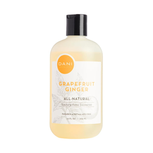 DANI Naturals Sulfate-Free Shampoo - Grapefruit Ginger – Detoxifying & Clarifying Formula for Oily, Thick & Curly Hair, 12 oz – Nourishing, Vegan, & Color-Safe