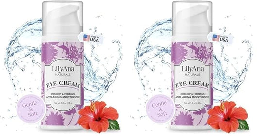 LilyAna Naturals Eye Cream for Dark Circles and Puffiness, Under Eye Cream for Wrinkles and Bags, Anti Aging Eye Cream helps Improve Dryness and Sensitive Skin - 1 oz - Made in USA (Pack of 2)