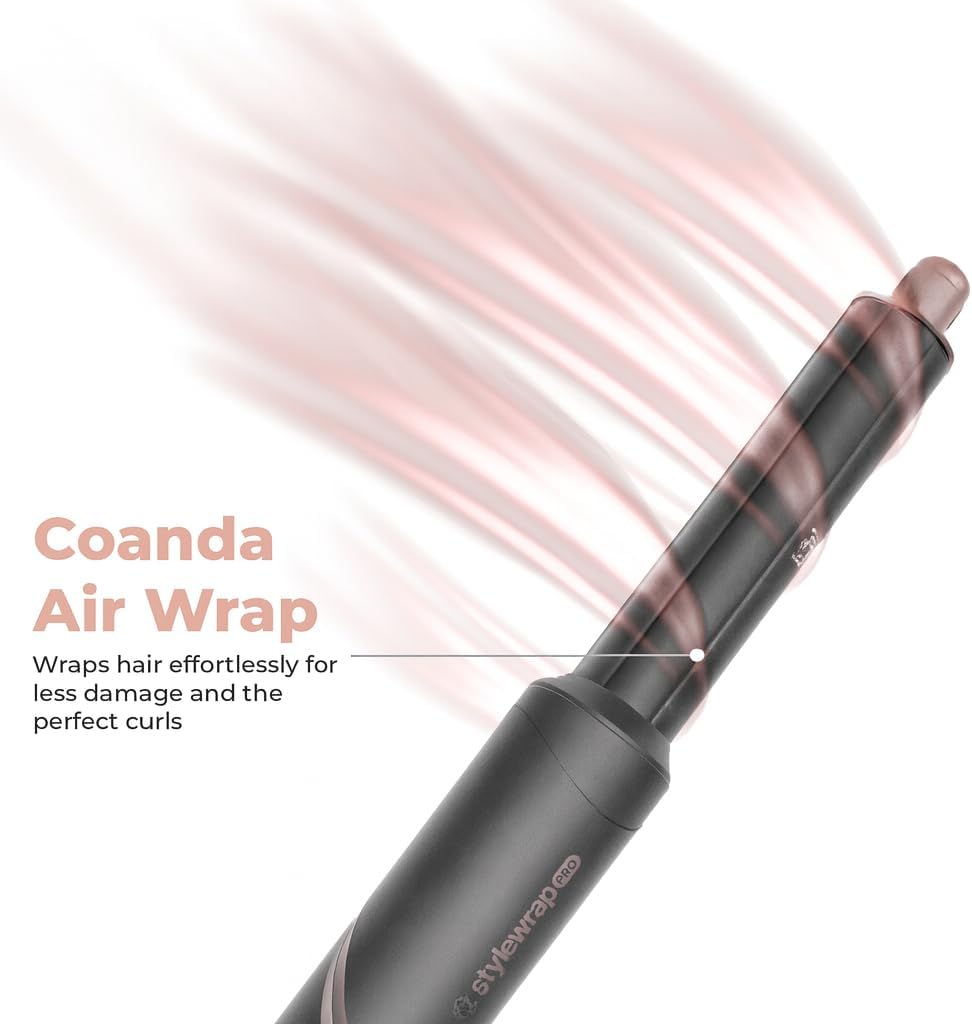 SRILabs StyleWrap Pro 7-in-1 Coanda Air Hair Multi Styler Dryer Brush in Gray with Negative Ions, Light Foldable Design, Quiet Brushless Motor, Aviation-Grade Aluminum, Memory Function