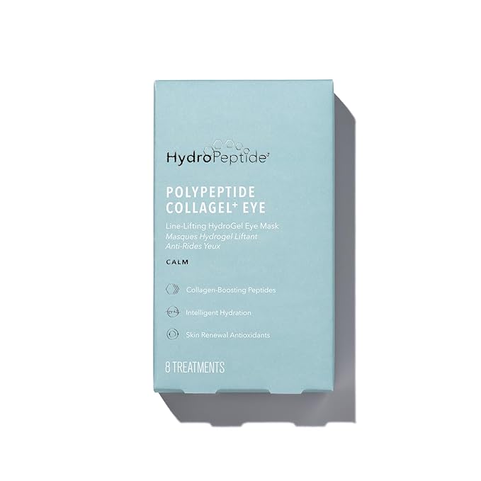 HydroPeptide PolyPeptide Collagel Eye Masks, Line-Lifting Hydrogel Under Eye Patch, Firmer Appearance & Hydration & Dark Circles, 8 Treatments