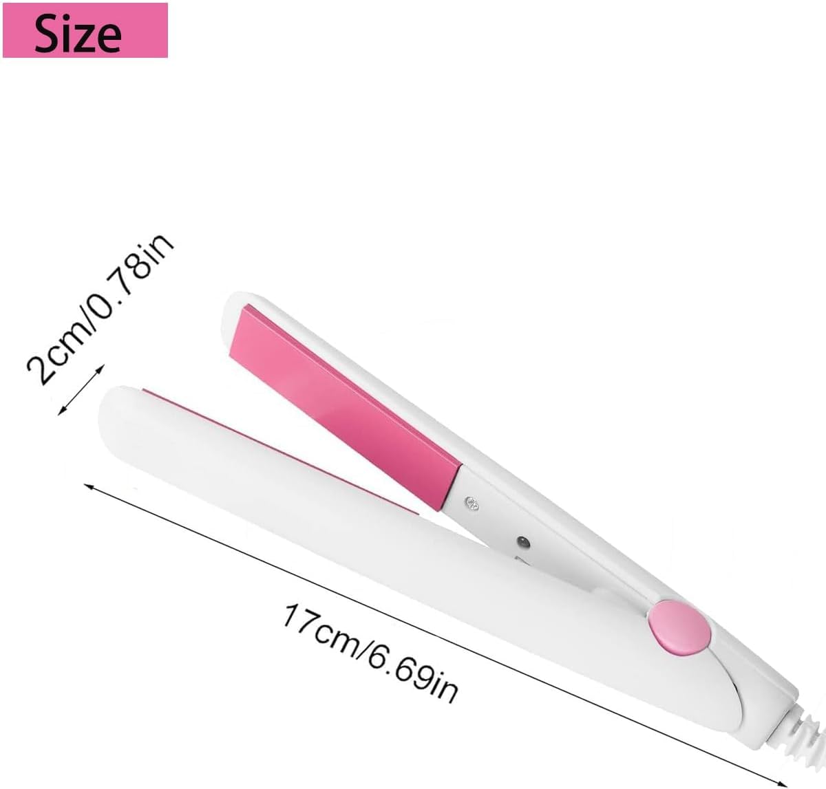 2 in 1 Mini Hair Straightener, Mini Hair Curler Mini Hair Straightener,Ceramic Tourmaline Plate, Beauty Flat Iron Heating Curler,for Travel Flat Iron Dormitory or Home (White)