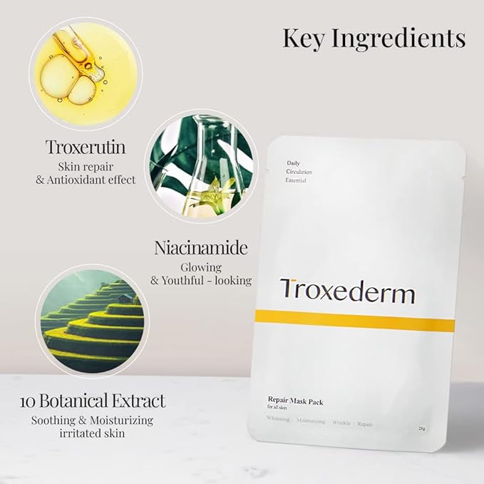 Repair Facial Mask Set – Fine Line Care, Moisturizing, and revitalizing for Face, Contains Niacinamide, Troxerutin, Adenosine and 10 Natural Extracts, Pack of 5