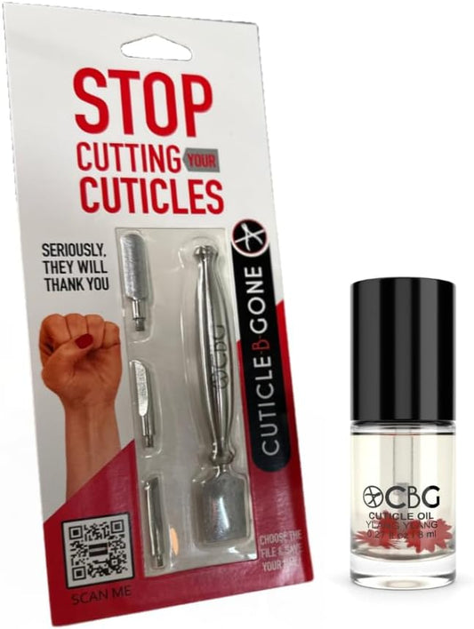 Nail Care Tool, Cuticle Remover Tool with Interchangeable Attachments & Cuticle Oil for Nails, Hydrating Cuticle Oil, Softens Dry Cuticles, Ylang Ylang, 0.27 Fl Oz