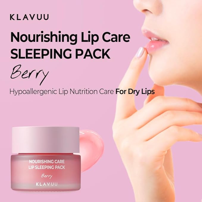 Klavuu Lip Mask Set (2PCS) – Overnight Deep Hydrating Korean Lip Balm Treatment for Very Dry, Chapped Lips | Lip Lightening & Plumping with Instant Hydration | Gentle Exfoliating (Berry & Berry)