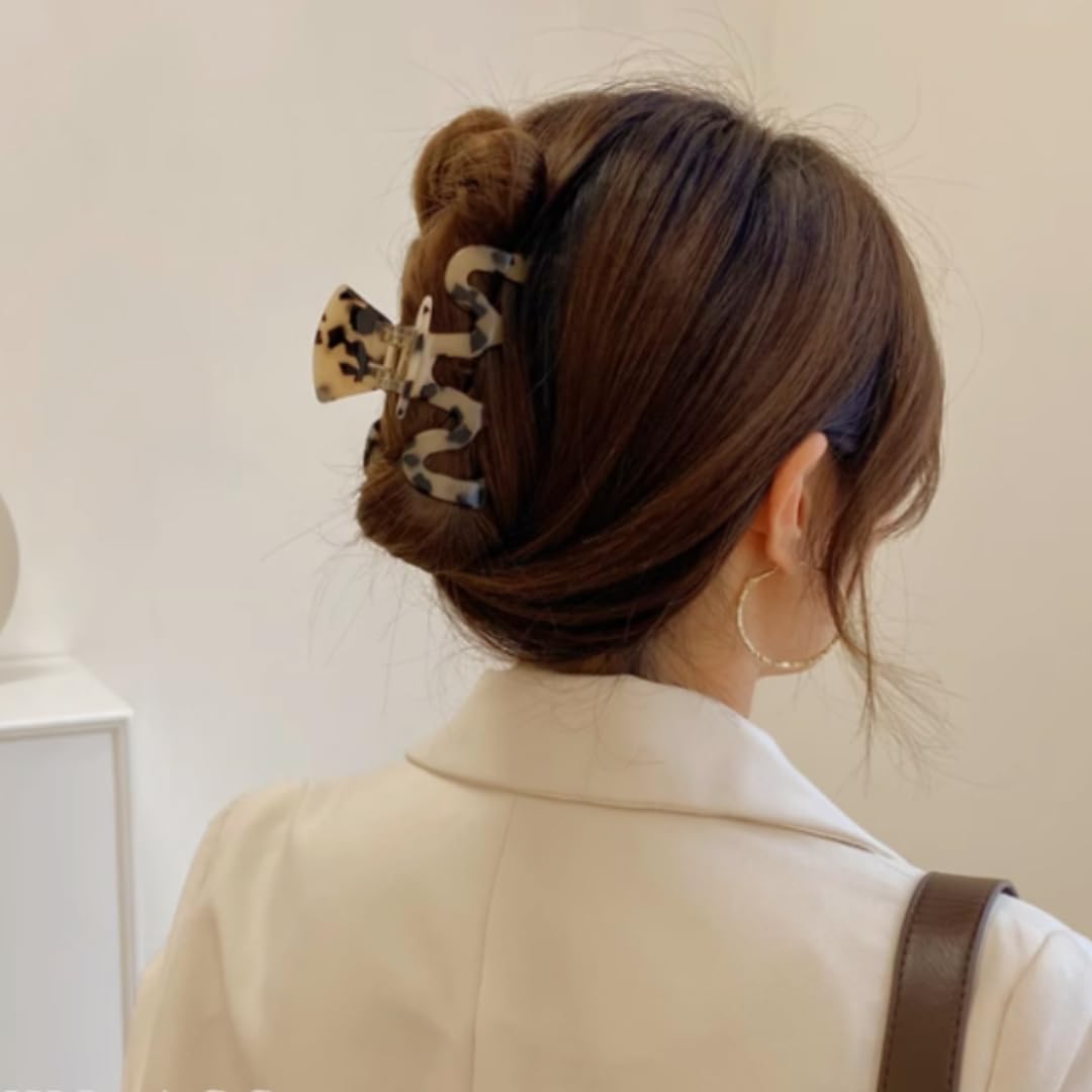 Large Hair Claw Clips Cutout Tortoise Shell Celluloid Hair Jaw Clips Hair Clamps for Women Ladies (2 Pack)