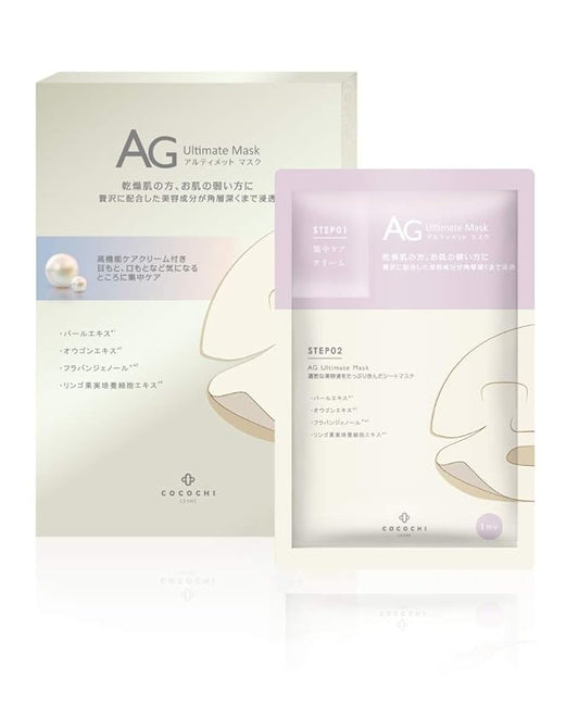 Anti Aging Face Mask for Women & Men – Hydrating Antiglycation Sheet Mask with Orimos® Complex, Botanical Extracts, Vitamin C Derivative, Alpha Arbutin & Pearl, Made in Japan, 5 Sheets