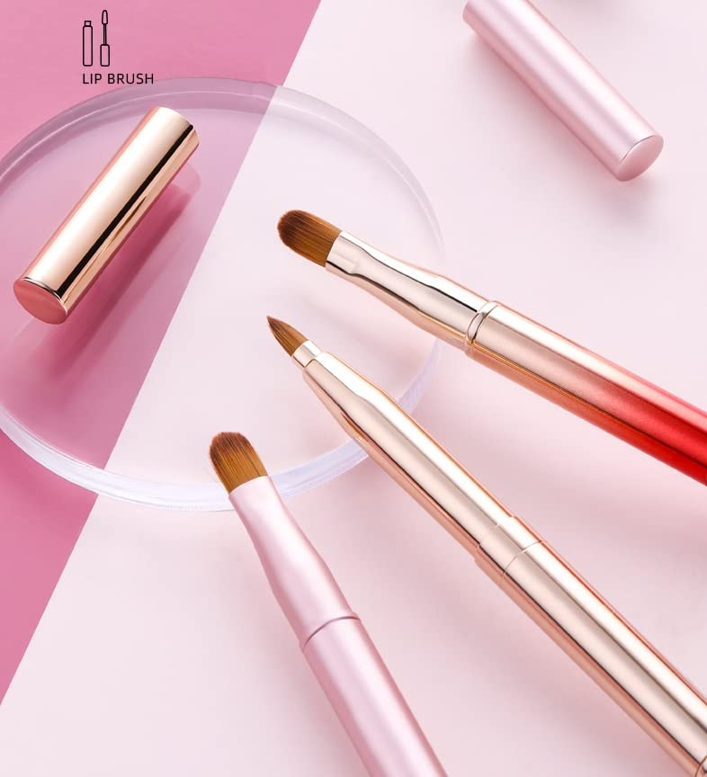 Exquisite Professional Lip Brush Applicators-Retractable Lipstick Brushes- Lipstick Gloss Makeup Brush Tool For Women and Girls (Bright Pink)