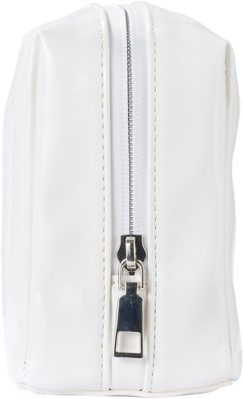 Stay Golden Insulated Waterproof Makeup Bag for Women Heat-Resistant Travel Cosmetic & Toiletry Bag | Luxurious Vegan Leather Portable Makeup Organizer - (Silver Zipper, White)