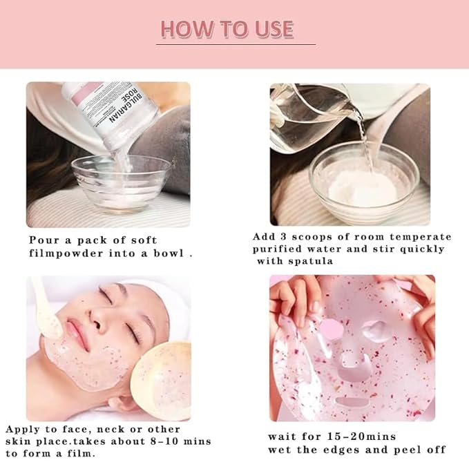 Jelly Mask Powder for Professional Facials Care,Hyalorunic Acid Moisturizing Hydro Face Peel Off Mask, Hydrating Gel Face Masks with Double-ended Silicone Brush, 23 Fl Oz (Bamboo Charcoal)