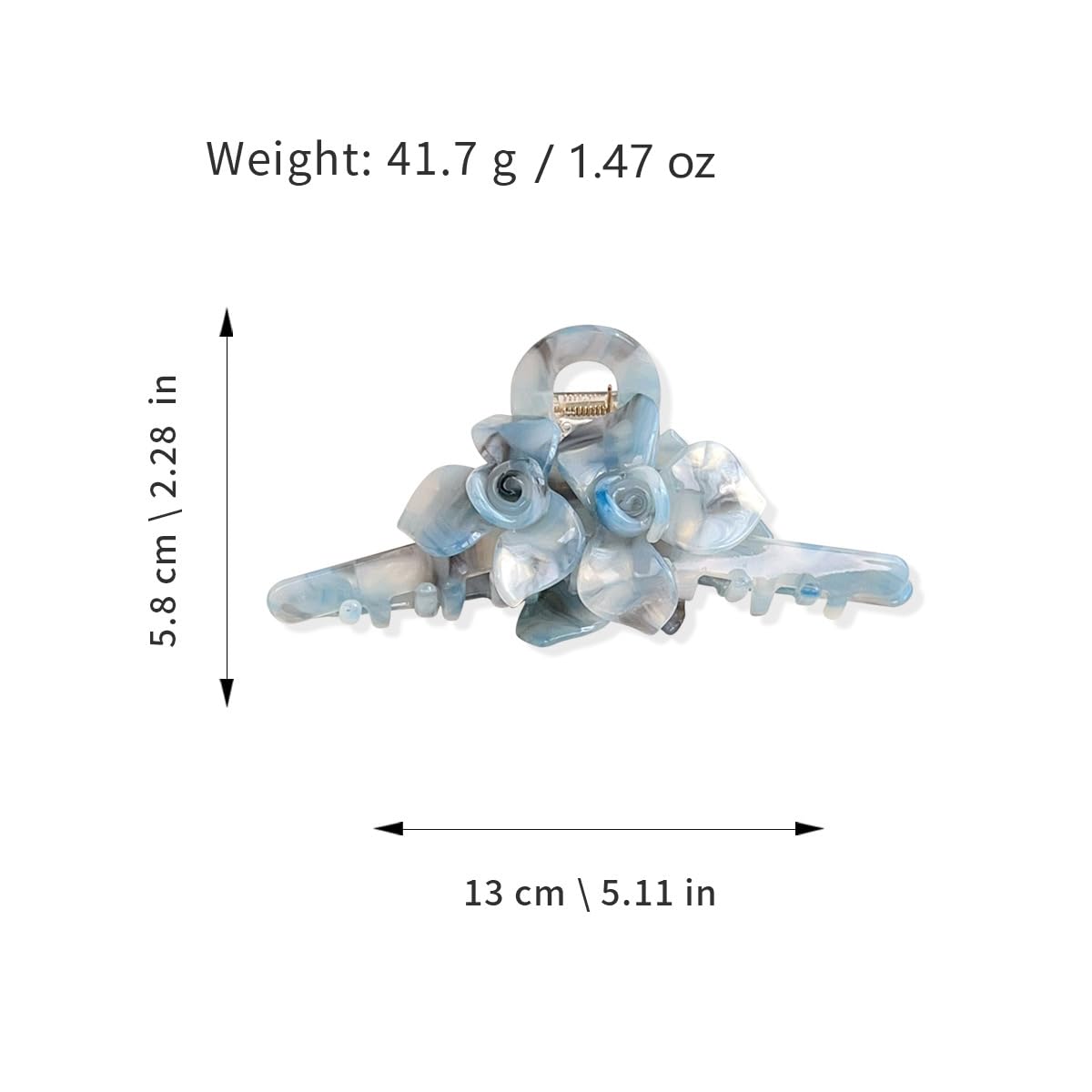 Premium Acetate Hair Clip for Women - Elegant Plant-Based Hair Claw with Secure Hold, Gentle on Hair (B-Iridescent Cyan, 5.1 * 2.3 * 2.1inch)