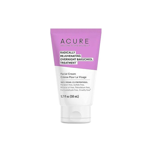 Acure Radically Rejuvenating Bakuchiol Facial Cream - Plant Squalane Retinol Alternative for Overnight Skin Treatment- Vegan Plant-Based Extract - Helps Reduce Appearance of Fine Lines, 1.7 fl oz