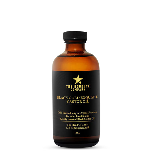 The Goodbye Company Black & Gold Castor Oil Blend – Cold-Pressed & Unrefined – Pure Hexane-Free Oil for Hair, Skin, Body, Eyelashes & Eyebrows