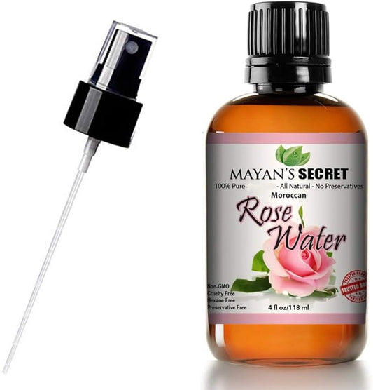 Mayan's Secret Pure Carrier and Essential oils for Skin Care, Hair, Body Moisturizer for Face-Anti Aging Skin Care (Rose Water Hydrosol, 4oz)