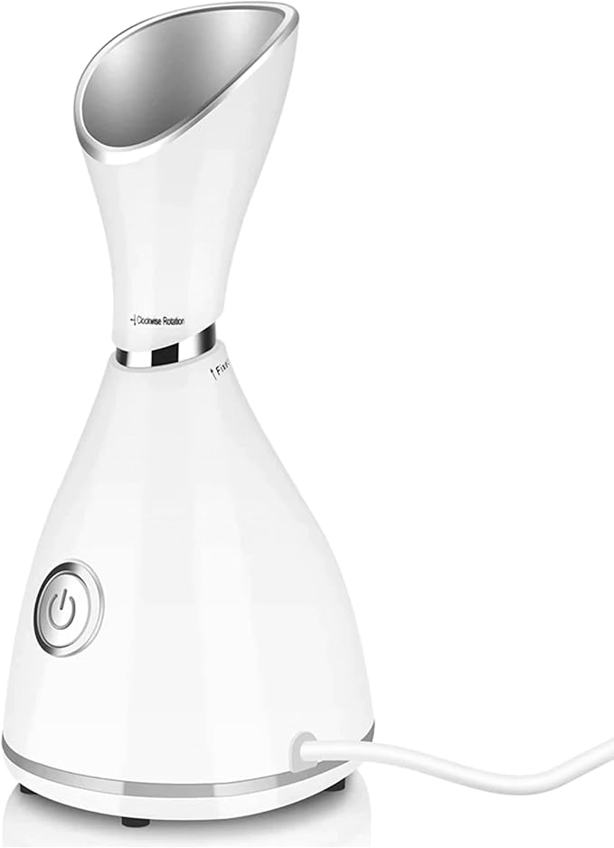 Facial Steamer for Face - Nano Ionic Face Steamer for Facial Deep Cleaning - Warm Mist Home SPA Portable Humidifier - Moisturizing, Unclogs Pores and Sinus, White