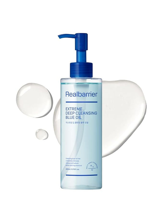Real Barrier Extreme Deep Cleansing Blue Oil 6.76 Fl Oz, Removes Makeup, Sebum & Blackheads, Hydrating & Gentle on Skin, Low-Irritation Pore Cleansing, Korean Skincare