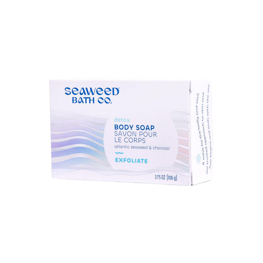Seaweed Bath Co. Exfoliate Detox Body Soap, 3.75 Ounce, Sustainably Harvested Seaweed, Charcoal (Packaging May Vary)