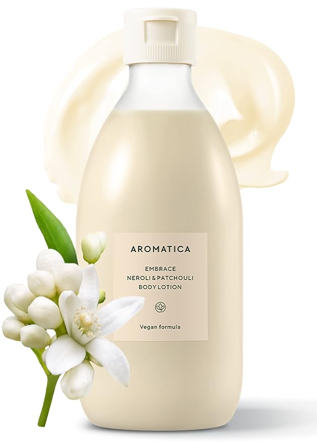 AROMATICA Embrace Body Lotion Neroli & Patchouli 10.14oz / 300ml, Vegan | Naturally-derived Aromatic Fragrance | Soothing & Moisturizing Body Lotion