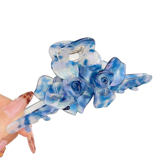 Premium Acetate Hair Clip for Women - Elegant Plant-Based Hair Claw with Secure Hold, Gentle on Hair (B-Floral Blue, 5.1 * 2.3 * 2.1inch)