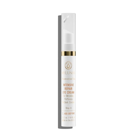 Hylunia Intensive Repair Eye Cream – Hydrating & Firming with Peptides, Vitamin C & Hyaluronic Acid – Reduces Dark Circles, Puffiness & Fine Lines – Lightweight, Vegan, Clean Skincare