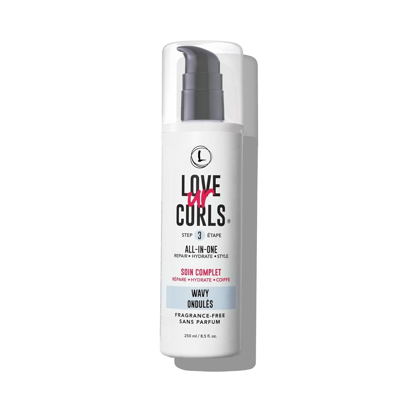 Love Ur Curls Fragrance Free All in One Curl Cream Styler for Wavy Textured Hair, Repair, Define, Hydrate & Style with Shea Butter, 250mL