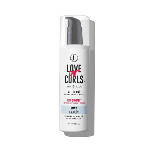 Love Ur Curls Fragrance Free All in One Curl Cream Styler for Wavy Textured Hair, Repair, Define, Hydrate & Style with Shea Butter, 250mL