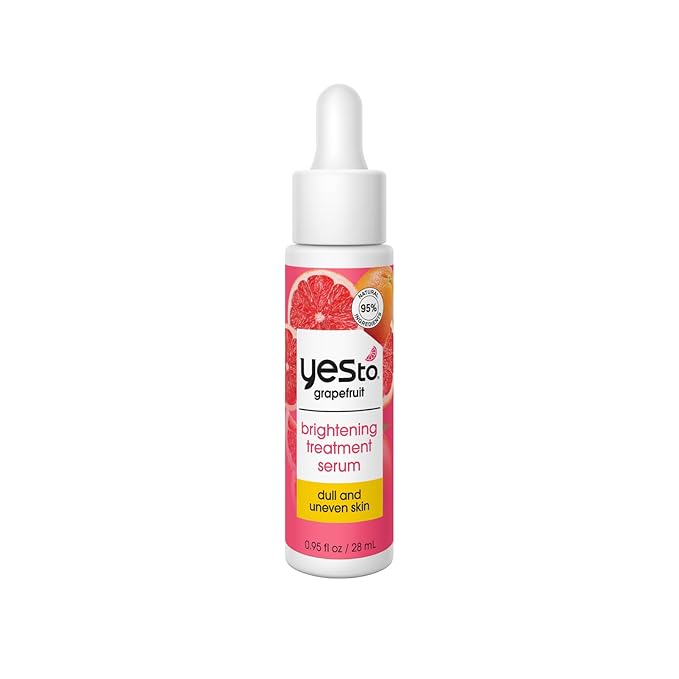 Yes To Grapefruit Treatment Serum, Brightening Lightweight Formula To Loosen Dead Skin Cells, Smooth Complexion & Tone Skin, With Vitamin C & PHAs, Natural, Vegan & Cruelty Free, 0.95 Fl Oz