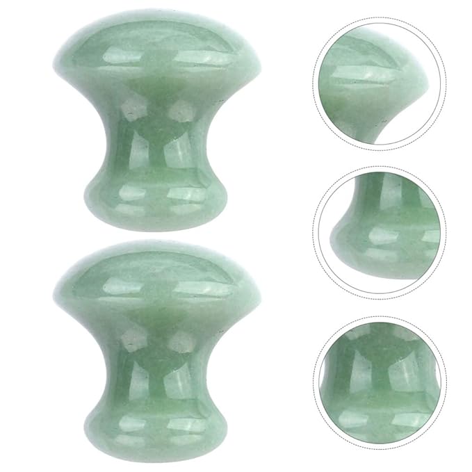 Uonlytech Ice Roller 2Pcs Facial Tools, Green Jade Quartz Massage Rollers Stones Scraping Massage Tool for Women Home Spa