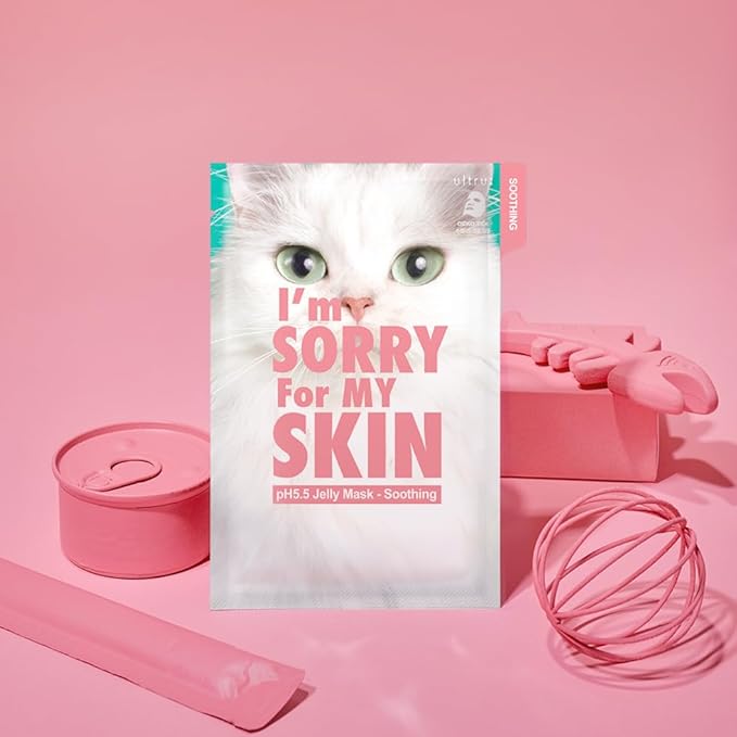 I'M SORRY FOR MY SKIN Jelly Mask Full Set for Skin Stress Relief, Korean Skin Care Travel Essentials Kit, K-Beauty Hydrating Face Mask Sheets, Gifts for Women (pH5.5 Pack of 5)