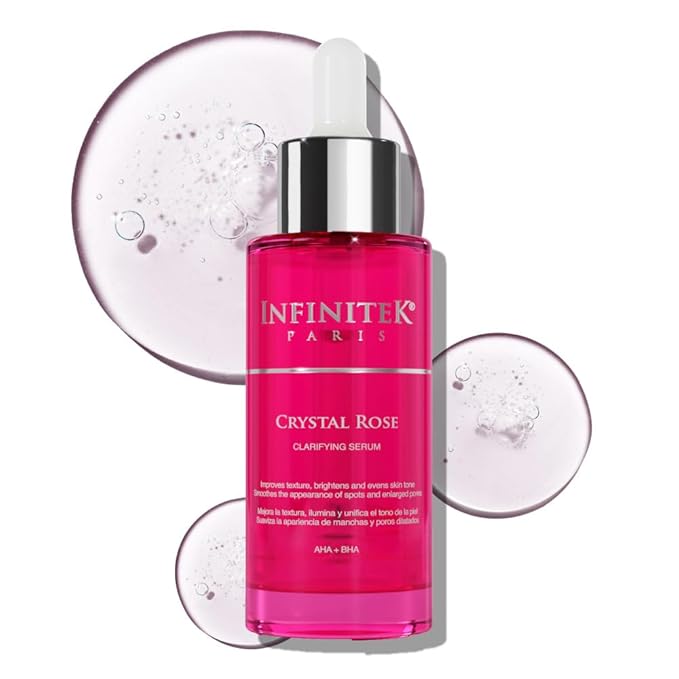 Infinitek Paris Crystal Rose Serum - Hydrating and Exfoliating Brightening Serum, Face Moisturizer and Skin Lightening Serum for Radiant, Moisturized Skin - Premium Facial Moisturizer 1 Fl Oz