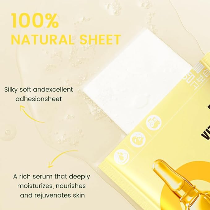 Vitamin Face Sheet Mask Skincare,Hydrating Spa Face Mask For Sensitive Skin,Moisturize,Nourish for All Skin Types,Natural Skin Care Spa Face Mask for Women Men Girls,Pack of 6