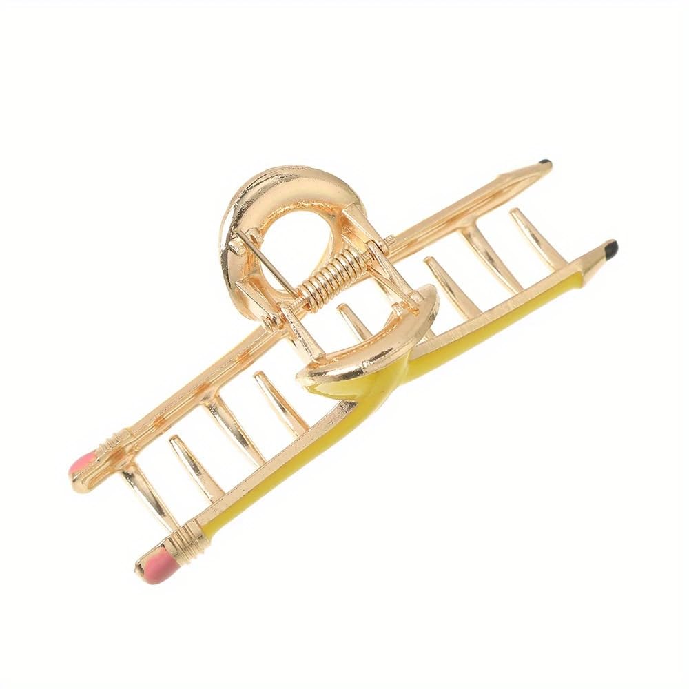 3Pcs Pencil Hair Clips for Women Teacher Hair Clips for Thick & Thin Hairs Pencil Claw Clip Teacher Barrettes Accessories for Styling Back to School Gifts for Girlfriend Sister