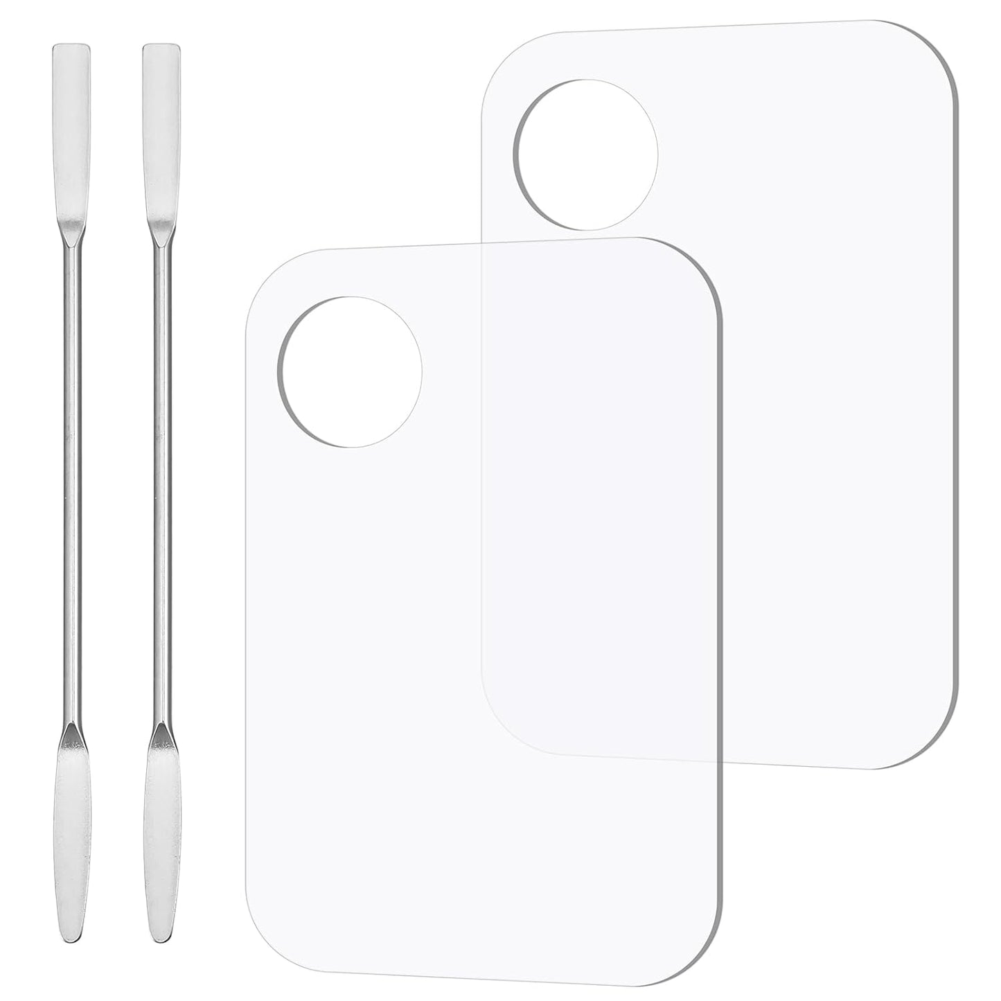 2PCS Acrylic Makeup Mixing Palette with Blending Sticks Shimmeroo Professional Cosmetic Makeup Mixing Palette Artist Tool for Foundation Eye Shadow Lipsticks Nail Art Pigment Blending