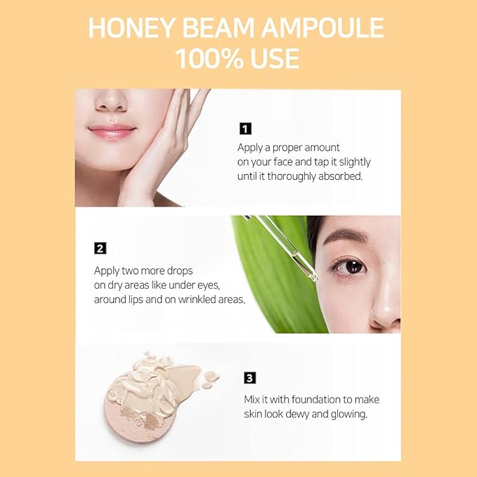 I'M SORRY FOR MY SKIN Facial Skin Ampoule, Korean Skin Care Serum for Face with Propolis, Adenosine and Niacinamide, Anti-Wrinkle & Nourishing Effect (Honey Beam Ampoule)