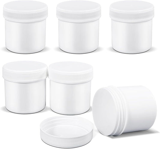 ASEVAT 6 Pack Airtight Plastic Jars, Leak-Proof Travel Size Jar | Refillable Cosmetic Containers for Creams, Lotions, TSA-Approved Clear Jars with Secure Lids (1 oz, white)