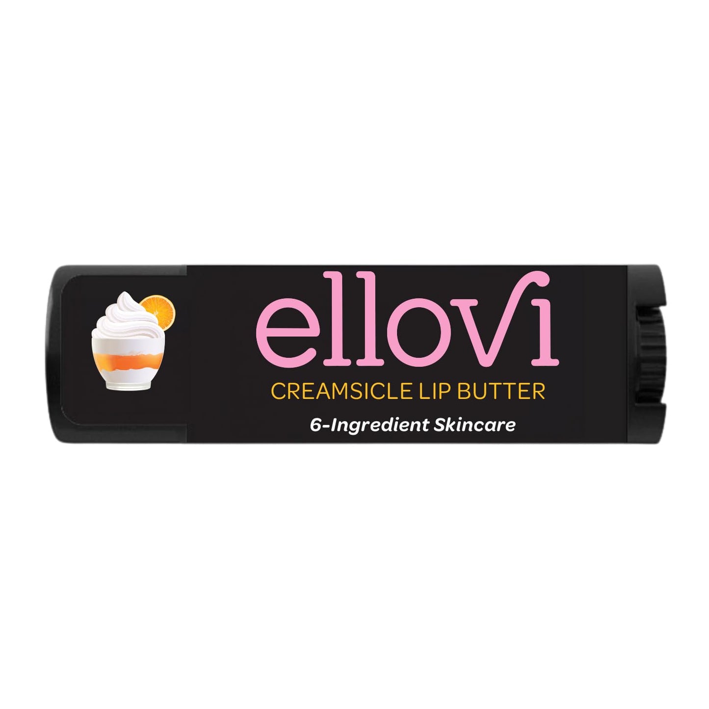 Ellovi Natural Lip Butter Lip Balm - Creamsicle - Pure Enough to Eat - Made With Just 6 Vegan Ingredients - 100% Natural & Organic Moisturizing Lip Care for All Day Hydration (Single)
