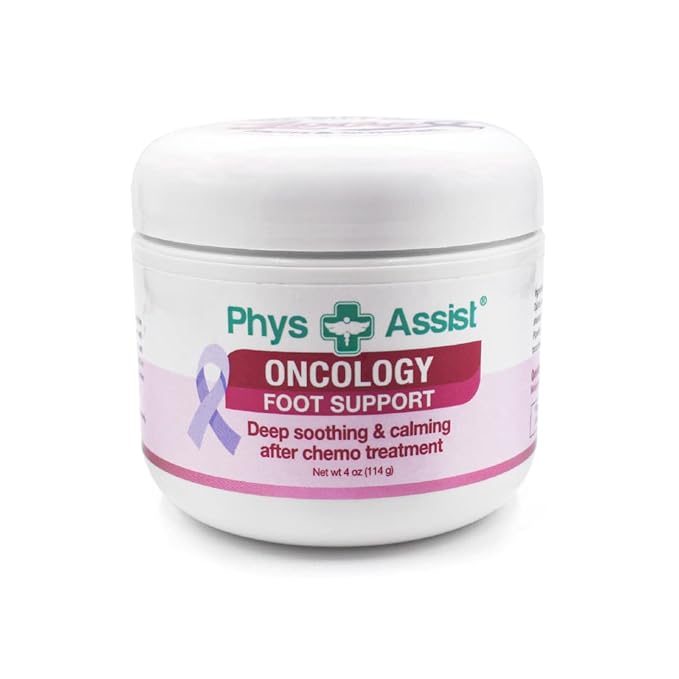 PhysAssist Oncology Foot Support, Soothing, Calming and Hydrating After Chemo. Non irritant, Clinically Tested. 4 oz Jar