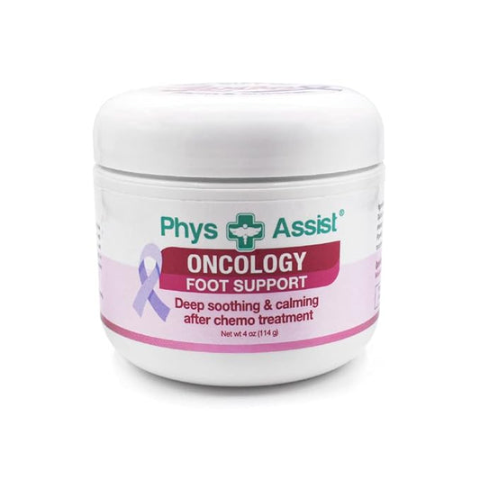 PhysAssist Oncology Foot Support, Soothing, Calming and Hydrating After Chemo. Non irritant, Clinically Tested. 4 oz Jar