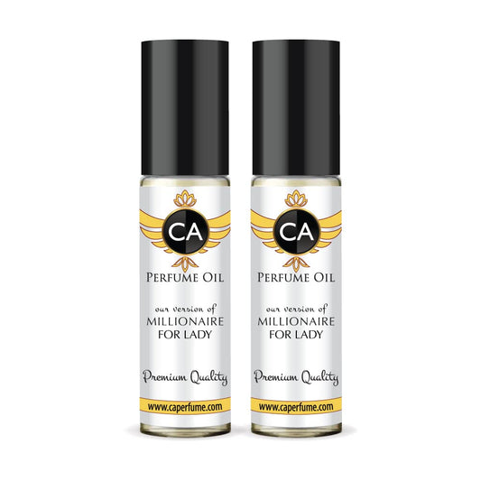 CA Perfume Impression of Millionaire For Lady for Women Eau De Parfum Floral Fruity Scent Long Lasting Perfumes for Women Travel Size TSA Ready for Day and Night Wear 0.33 Fl Oz 10ml (Pack of 2)