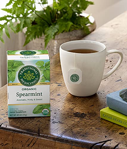 Traditional Medicinals Tea, Organic Spearmint, Supports Everyday Wellness, Healthy & Refreshing, 96 Tea Bags (6 Pack)