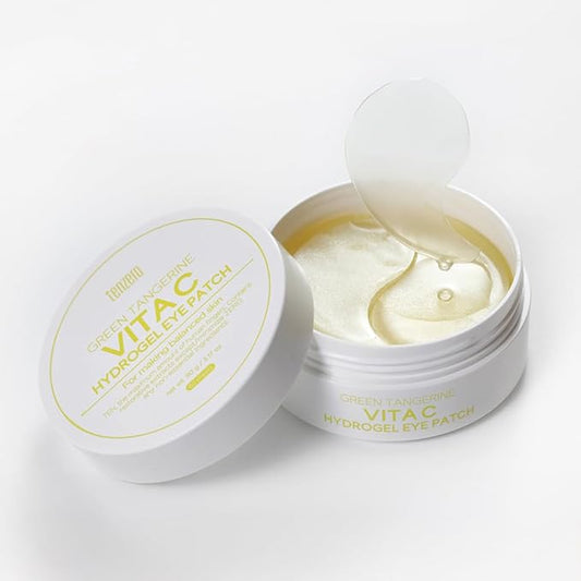 tenzero Green Tangerine Vita C Hydrogel Eye Patch (60 pairs, 90g), Vitamin C Treatments for Dark Circles, Puffy Eye, Fine Lines, Brightening, Hydrating Eye Pads, Korean Under Eye Masks Skincare