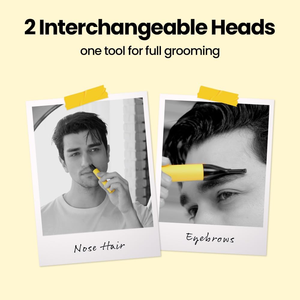 Gorilla Technique Nose Ear Hair Trimmer for Men, Rechargeable 2-in-1 Trimmer for Nose Ear Eyebrow Hair Removal, No Pull No Snag Grooming with High-Speed 10,000rpm Motor, 2 Heads