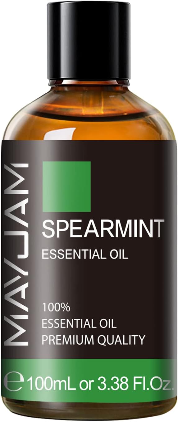 Spearmint Essential Oil, MAYJAM Pure Essential Oils for Diffusers, 3.38FL.OZ/100ML Large Volume Spearmint Oil for Facial Hair with Premium Glass Dropper