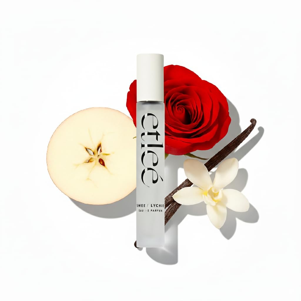 Sweet Lychee Eau de Parfum 0.34oz, Fruity Floral Long Lasting Perfume With Vanilla, Apple, Lemon, Amber, Musk, Rose & Jasmine, Layerable Luxury Fragrance for Women & Men for Everyday Wear