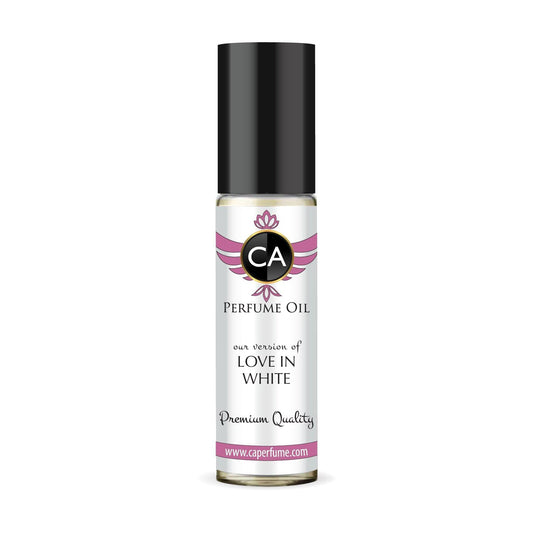 CA Perfume Impression of Love In White for Women Eau De Parfum Amber Floral Scent Long Lasting Perfumes for Women Travel Size TSA Ready for Day and Night Wear 0.33 Fl Oz 10ml
